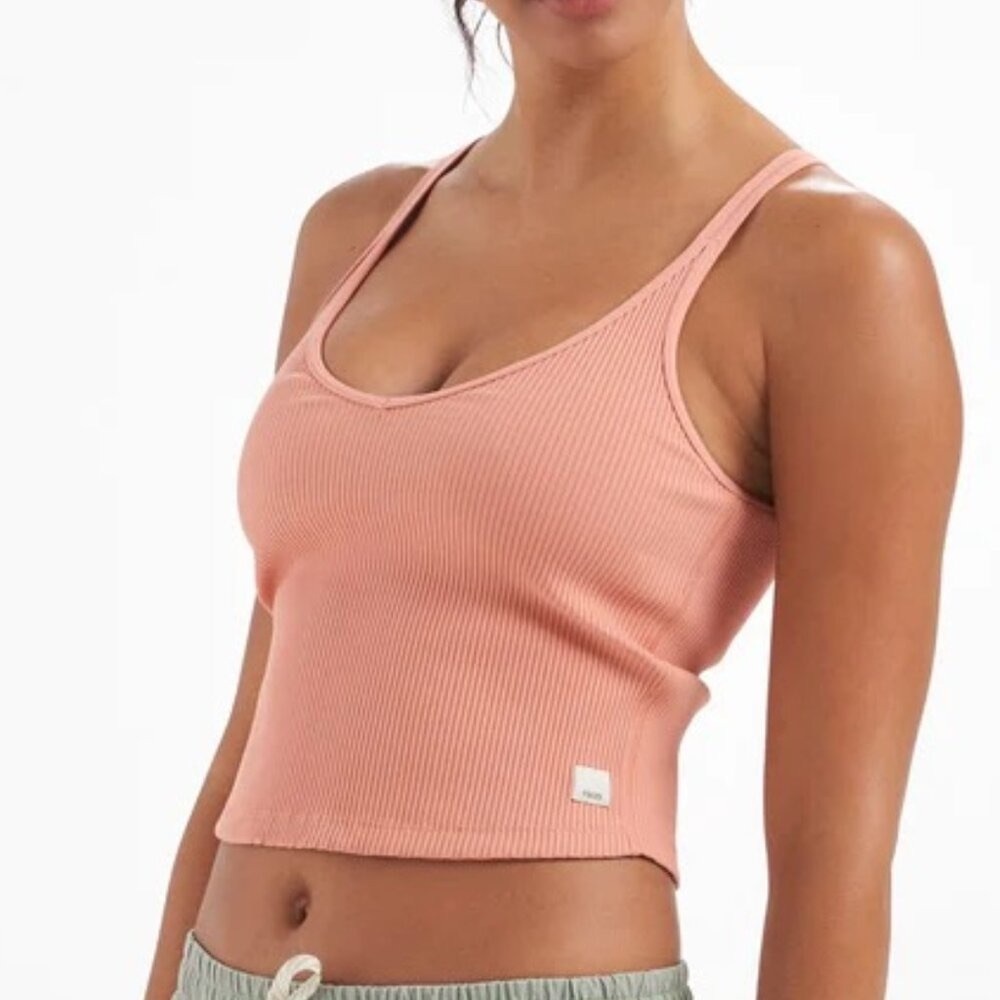 NEW With Tags: Vuori Rib Crop Tank Light Cinnamon Small NWT